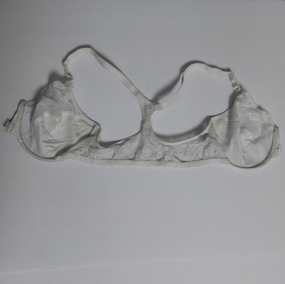 Vintage 1970s Antron III Nylon Lace Underwire Bra Racer Back Front Close 34D - Picture 3 of 7